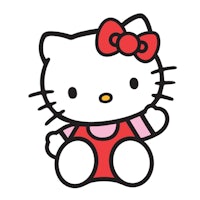 hello kitty is sitting on a white background